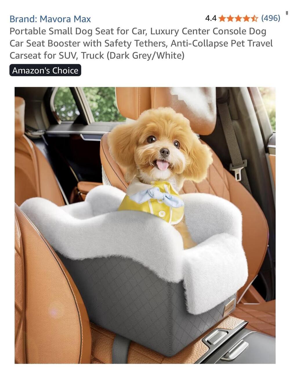 Portable Small Dog Seat for Car, Luxury Center Console Dog Car Seat Booster with